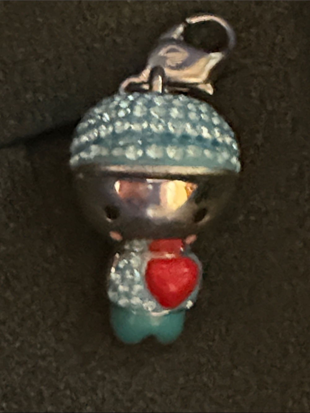 Swarovski Blue Crystal Charm with Red Heart Accent
